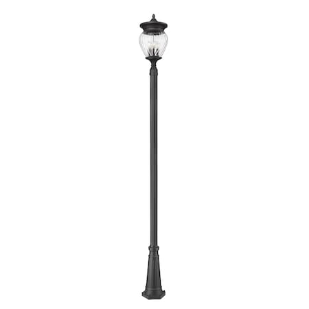 Z-Lite Davina 4 Light Outdoor Post Mounted Fixture, 12in. W x 119.25in. H, Black 5016PHBR-519P-BK
